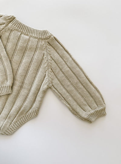 Wide Ribbed Knit Onesie - Biscotti