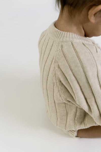 Wide Ribbed Knit Onesie - Biscotti