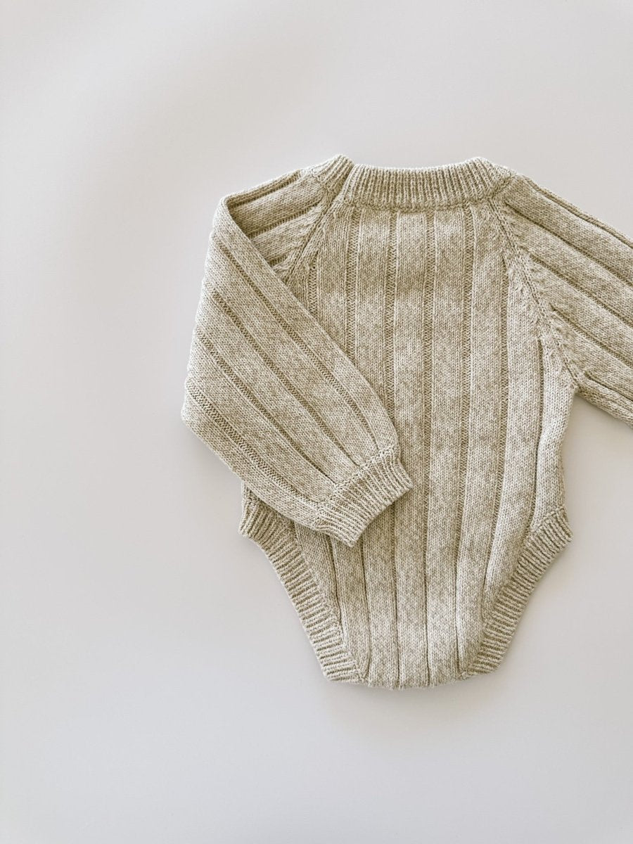 Wide Ribbed Knit Onesie ‘Oatmeal’