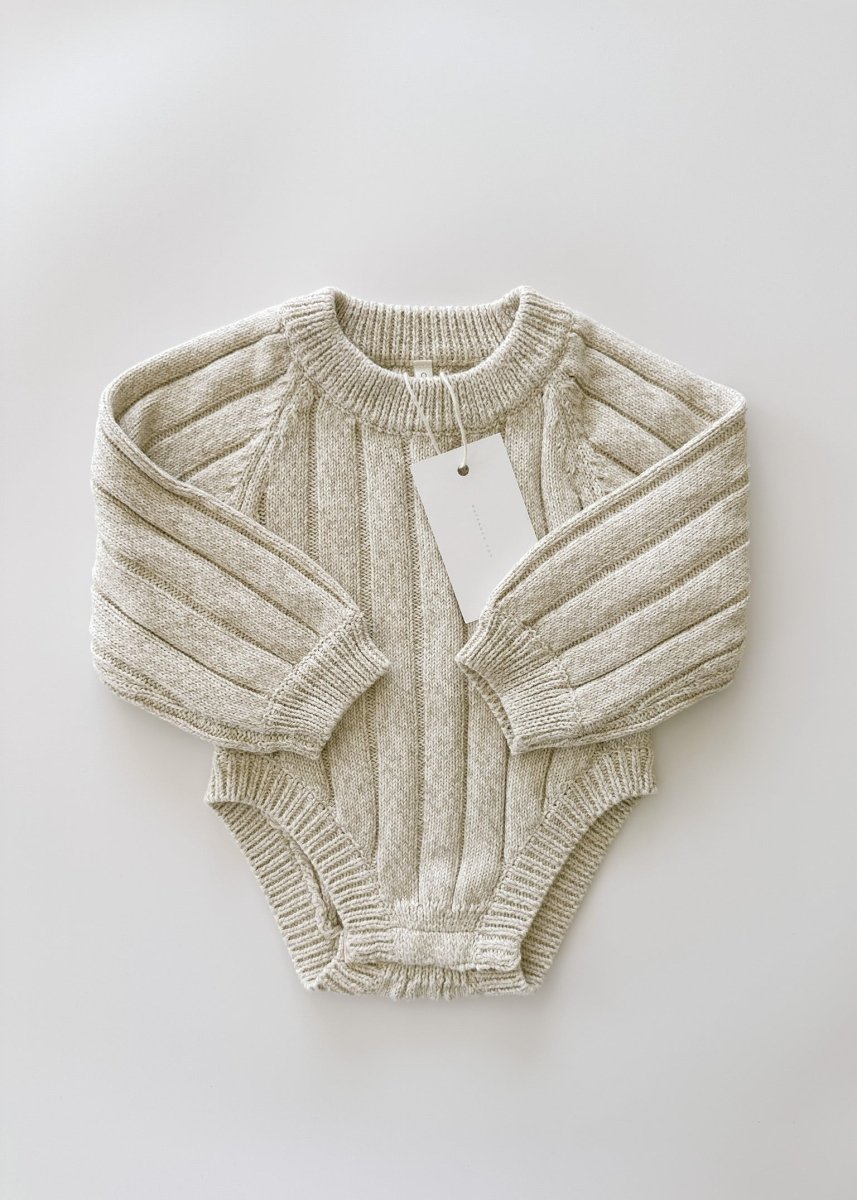 Wide Ribbed Knit Onesie ‘Oatmeal’