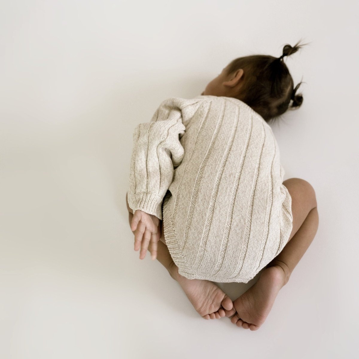 Wide Ribbed Knit Onesie ‘Oatmeal’