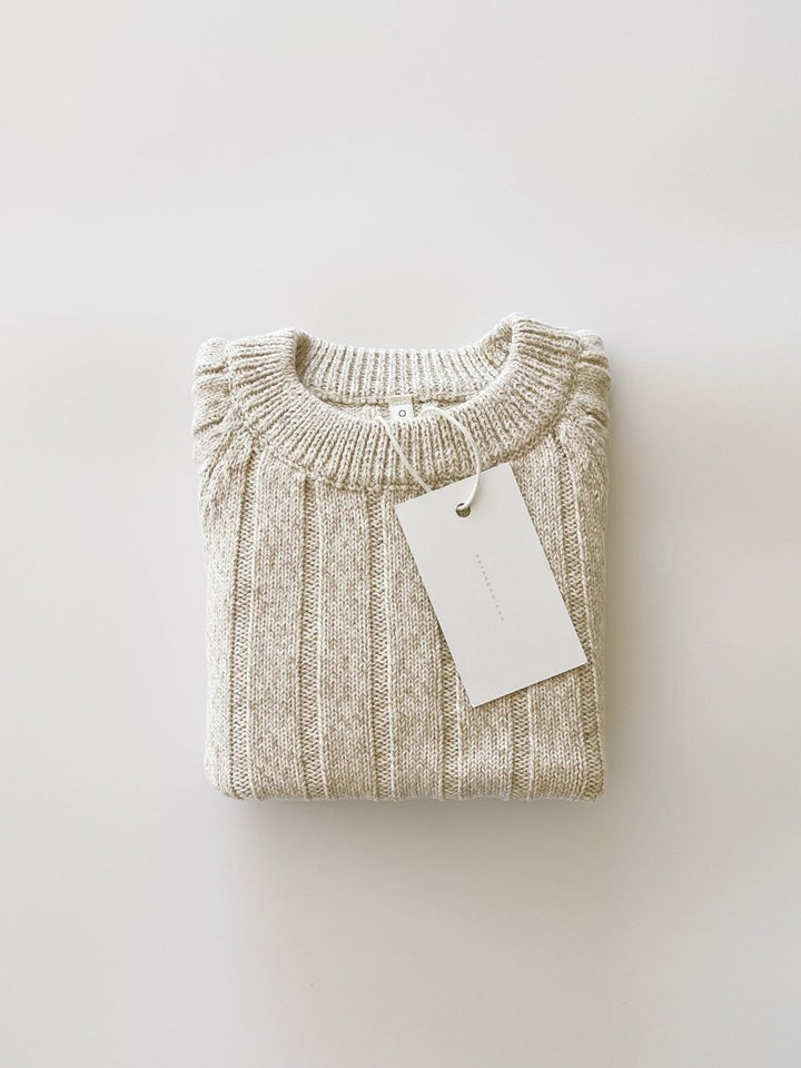 Wide Ribbed Knit Onesie ‘Oatmeal’