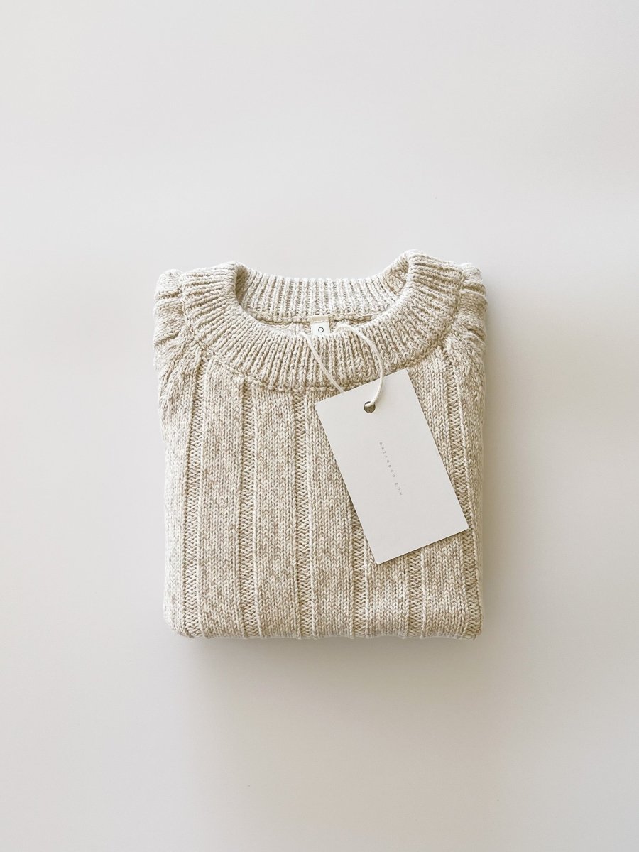 Wide Ribbed Knit Onesie ‘Oatmeal’