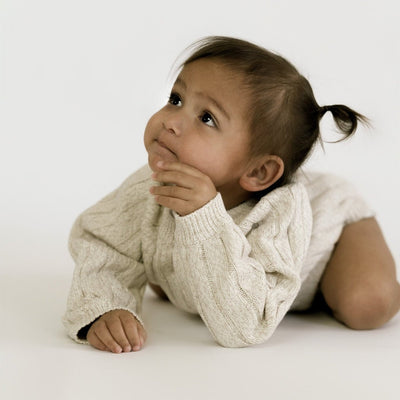Wide Ribbed Knit Onesie ‘Oatmeal’