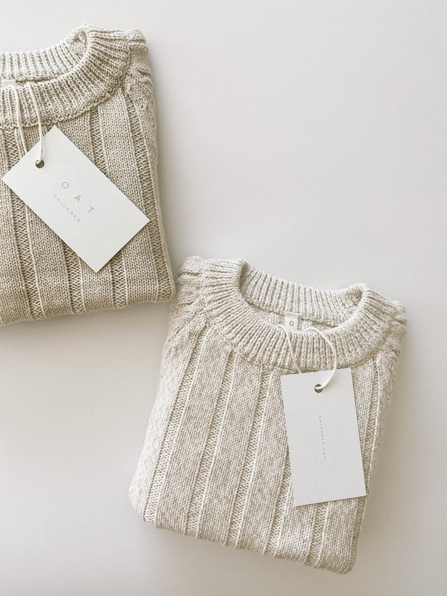 Wide Ribbed Knit Onesie ‘Oatmeal’