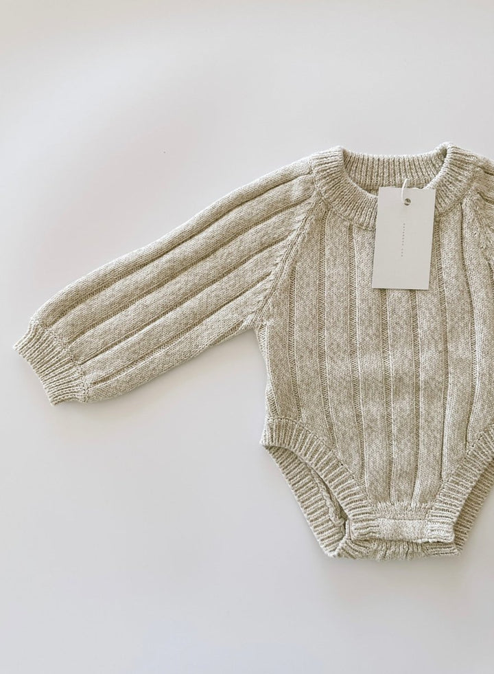 Wide Ribbed Knit Onesie ‘Oatmeal’