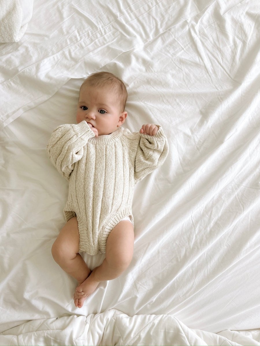 Wide Ribbed Knit Onesie ‘Oatmeal’