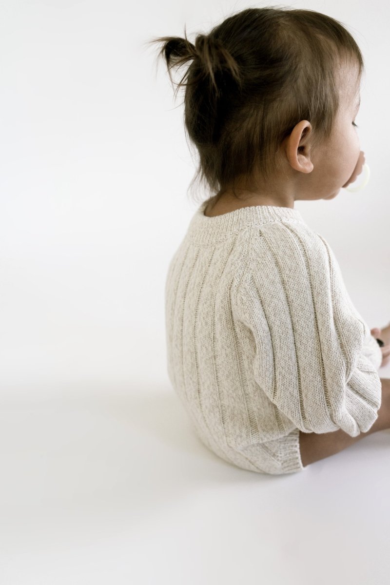 Wide Ribbed Knit Onesie ‘Oatmeal’