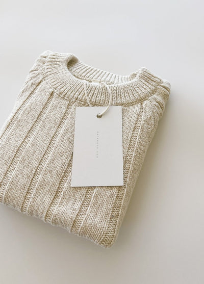 Wide Ribbed Knit Onesie ‘Oatmeal’