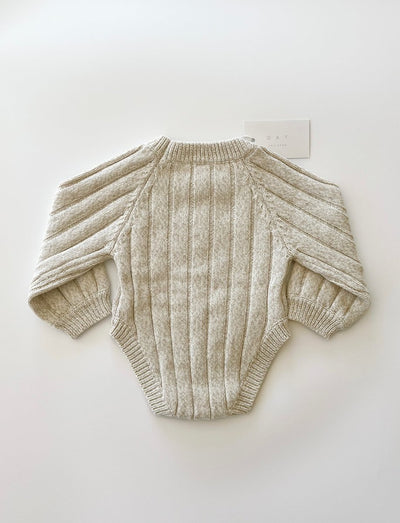 Wide Ribbed Knit Onesie ‘Oatmeal’