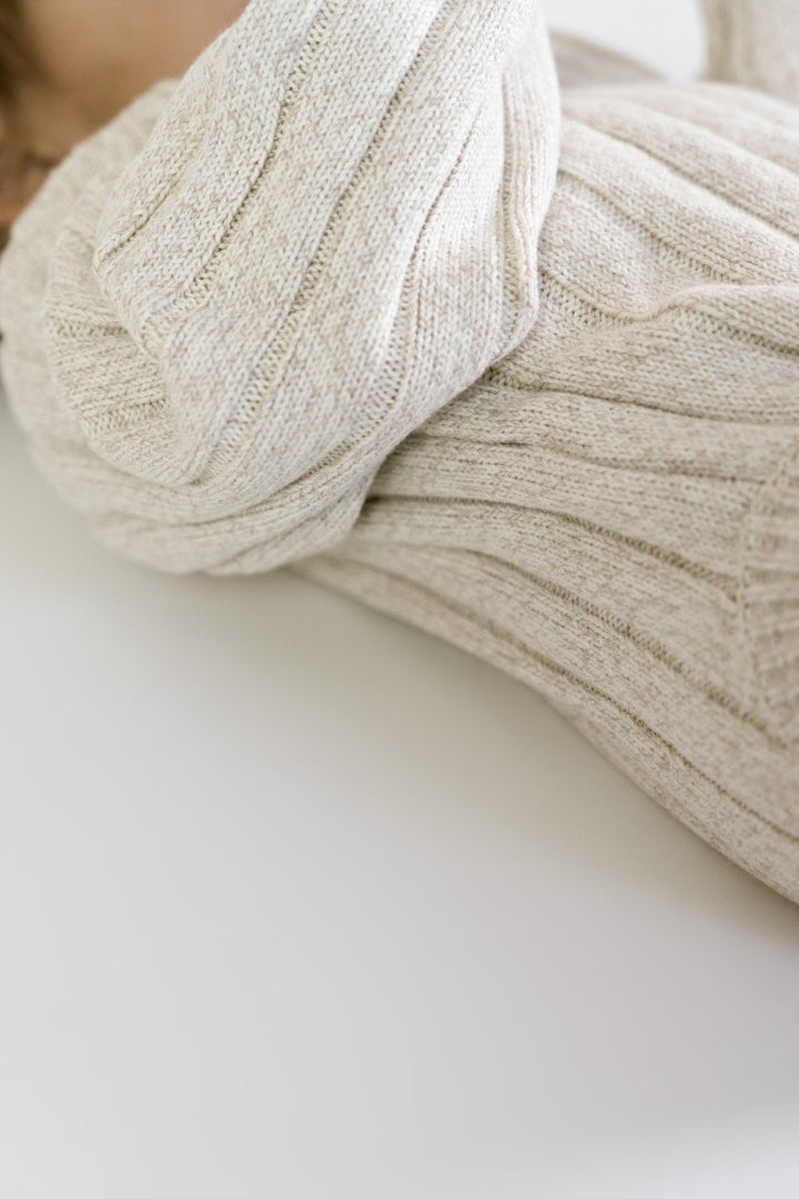 Wide Ribbed Knit Onesie ‘Oatmeal’