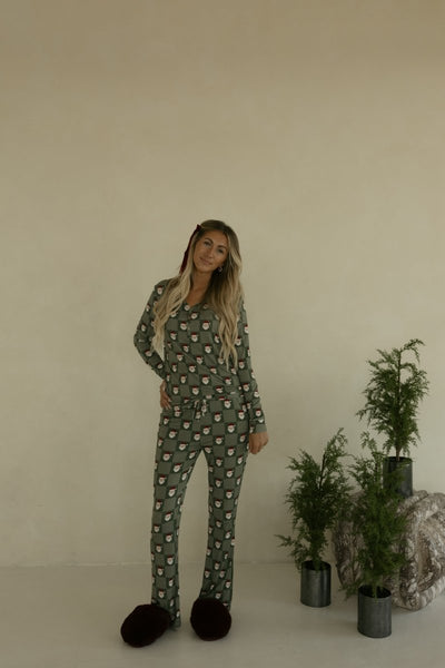 Women's Bamboo Pajamas - Santa Checkerboard