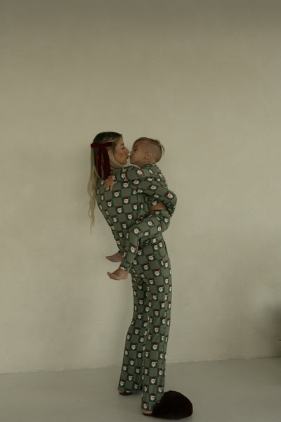 Women's Bamboo Pajamas - Santa Checkerboard