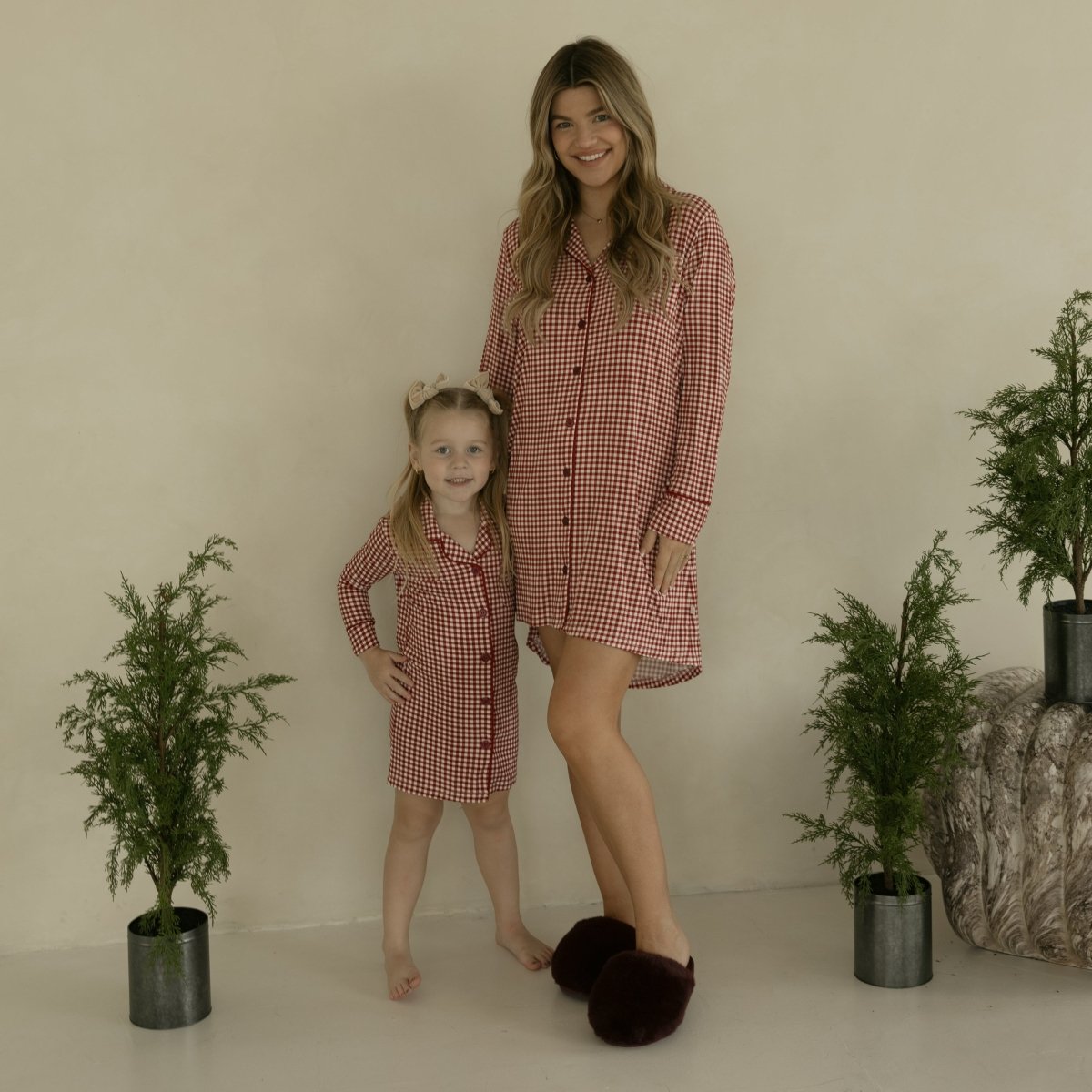 Women's Bamboo Sleeping Dress - Red Gingham