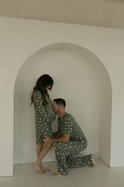 Women's Bamboo Sleeping Dress - Santa Checkerboard