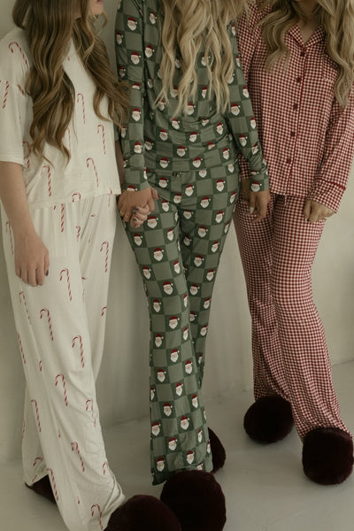 Women's Boxy Tee Lounge Set - Candy Cane