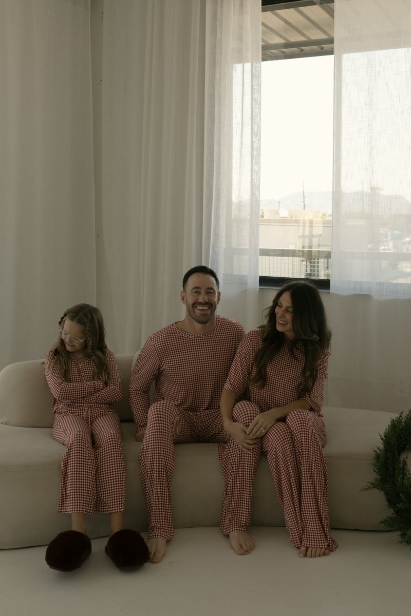 Women's Boxy Tee Lounge Set - Red Gingham