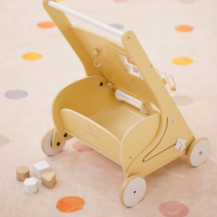 Wooden Baby Activity Walker with Sensory Play - Natural