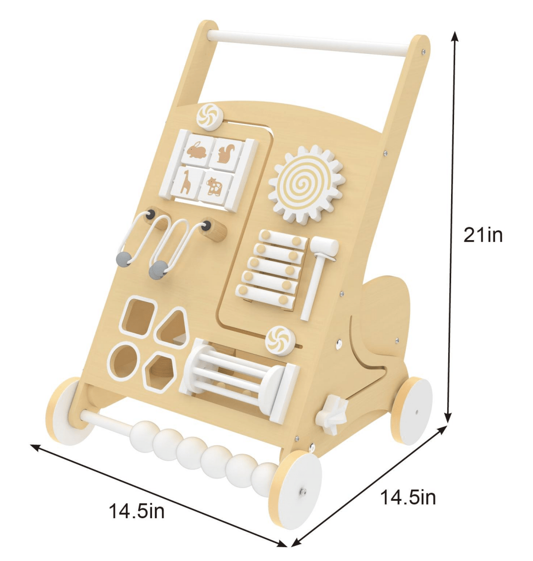 Wooden Baby Activity Walker with Sensory Play - Pastel Edition