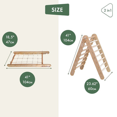 2in1 Montessori Climbing Set Triangle Ladder - Climbing Net