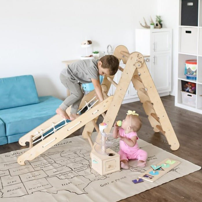 2in1 Montessori Climbing Set Triangle Ladder - Climbing Net | Goodevas | Bee Like Kids