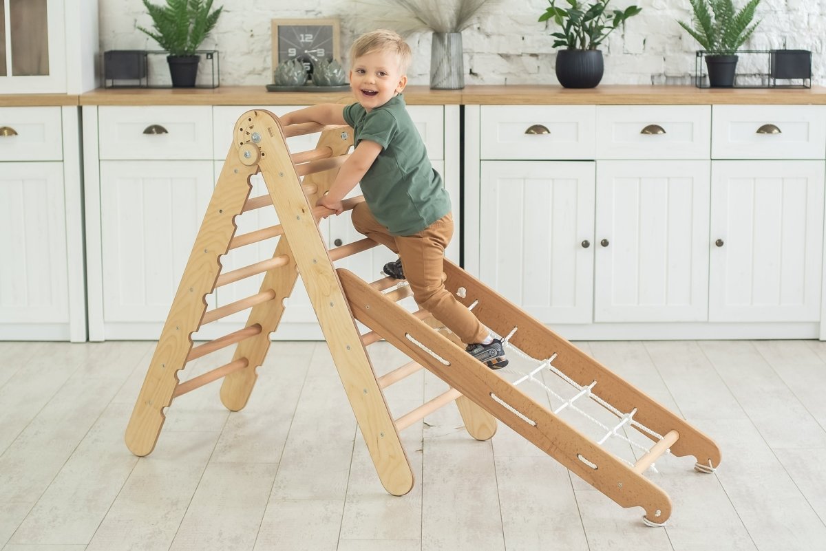 2in1 Montessori Climbing Set Triangle Ladder - Climbing Net