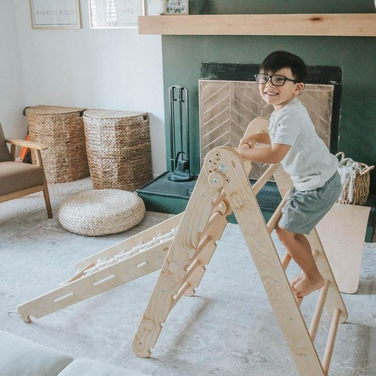 2in1 Montessori Climbing Set Triangle Ladder - Climbing Net | Goodevas | Bee Like Kids
