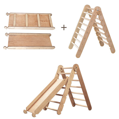 2in1 Montessori Climbing Set: Triangle Ladder + Slide Board/Ramp