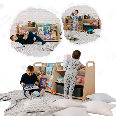 2in1 Montessori Shelves Set: Bookshelf + Toy Shelf