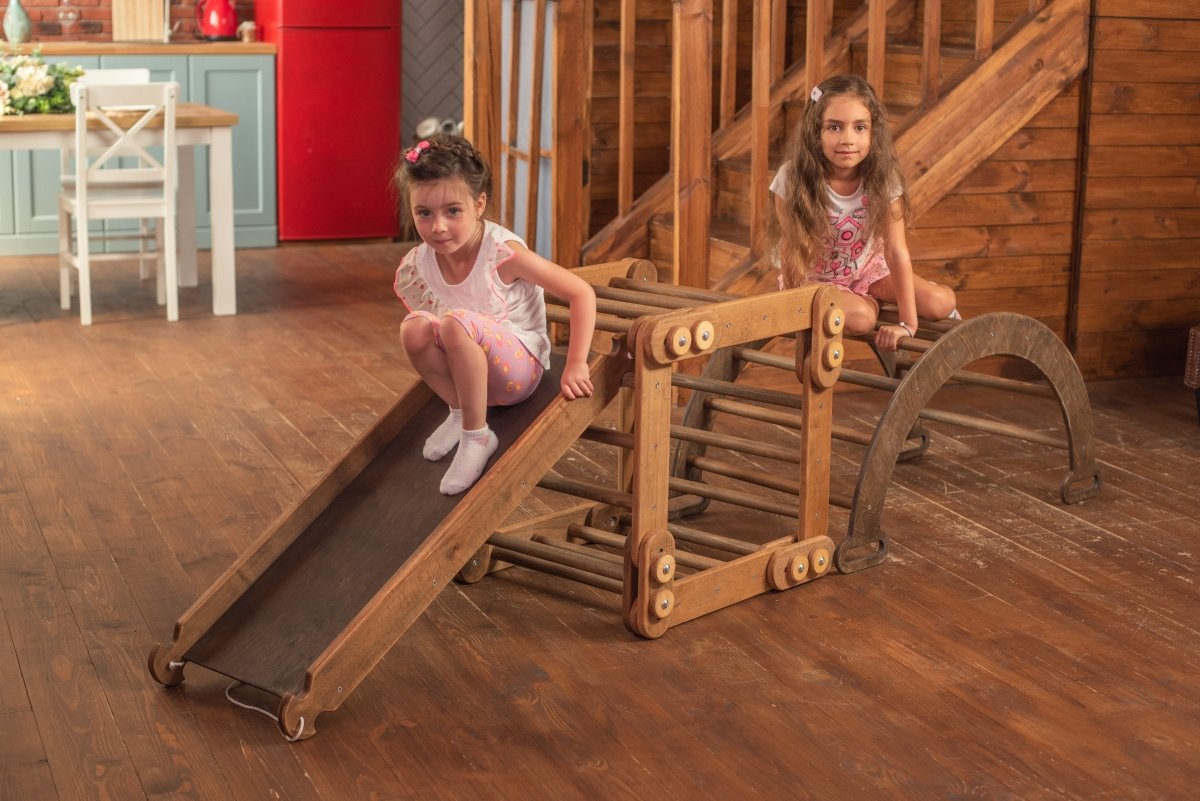 3in1 Montessori Climbing Set: Snake Ladder + Arch/Rocker + Slide Board/Ramp