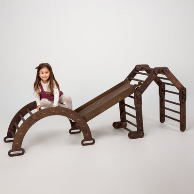 3in1 Montessori Climbing Set: Snake Ladder + Arch/Rocker + Slide Board/Ramp