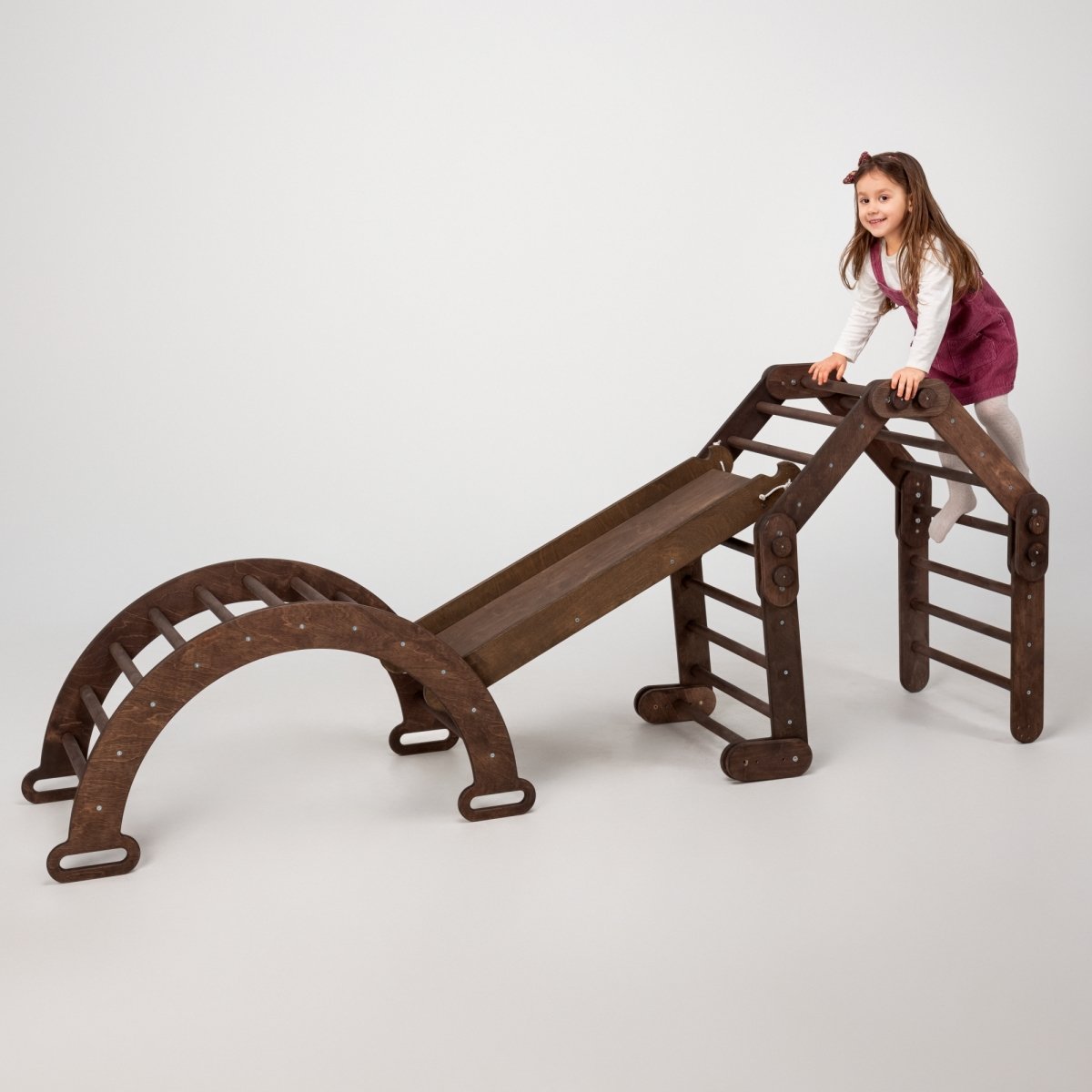 3in1 Montessori Climbing Set: Snake Ladder + Arch/Rocker + Slide Board/Ramp | Bee Like Kids