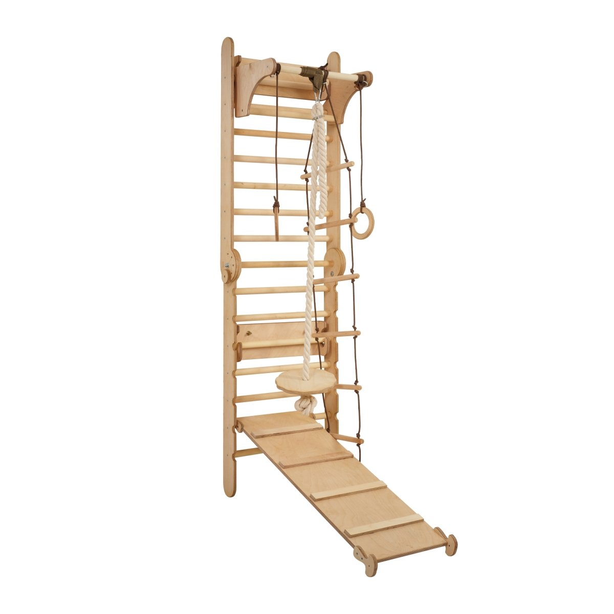 3in1: Wooden Swedish Wall / Climbing ladder + Swing Set + Slide Board