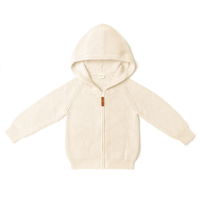 Organic Cotton Knit Hoodie - Milk | goumikids | Baby Clothes - Bee Like Kids