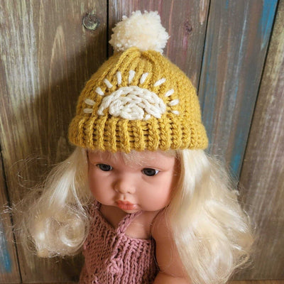 Chunky sun Pom Pom beanies for 13 inches dolls | Bee Like Kids