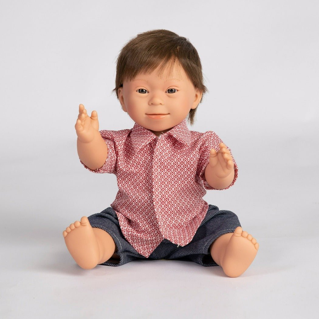 Baby Doll Boy with Down Syndrome  Brunette | Belonil Dolls | Bee Like Kids