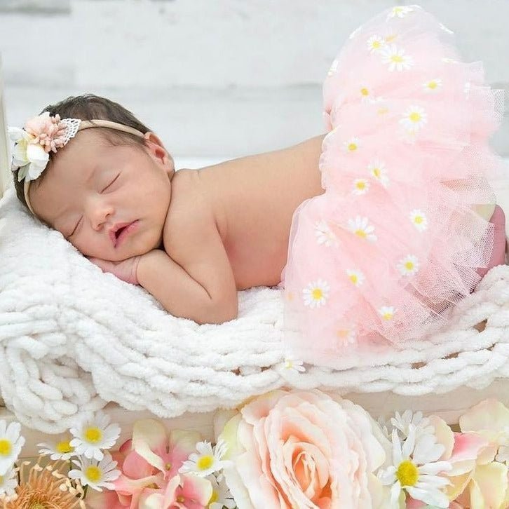 Baby Headband - Gold Floral | Newborn Photoshoot Floral Headband | Bee Like Kids