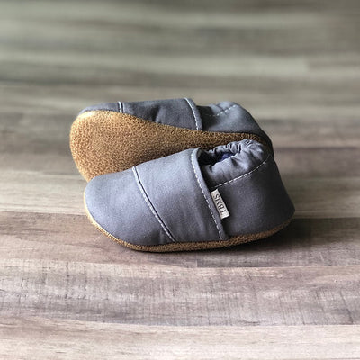 Baby Moccasins - Gray Angled | Trendy Baby Mocc Shop | Hats, Socks & Shoes - Bee Like Kids