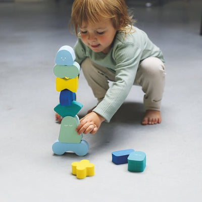 Balancing Blocks - Blokki Minty Blue | Non toxic building block | Quut Toys | Bee Like Kids