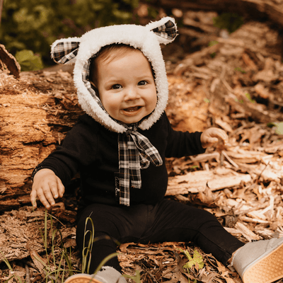 Bear Bonnet - Plaid | Cali Bee | Hats, Socks & Shoes - Bee Like Kids