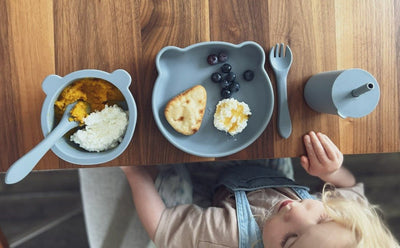 Bear Silicone Baby Feeding Set -6pc - Stone Gray | BPA Free | Bee Like Kids