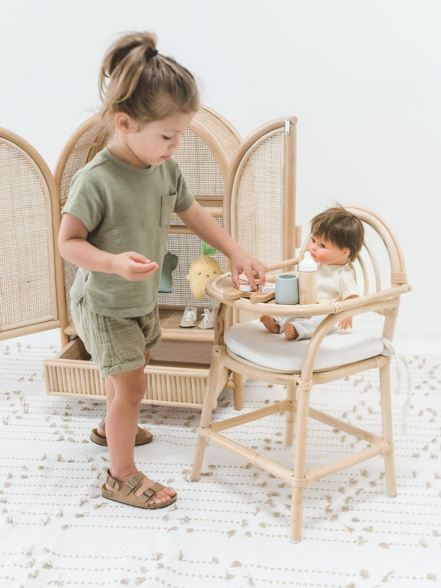 Rattan Baby Doll Highchair | Elli and Becks Co. | Bee Like Kids
