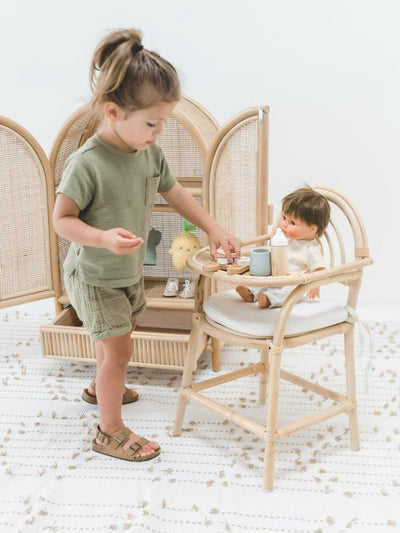 Rattan Baby Doll Highchair | Elli and Becks Co. | Bee Like Kids