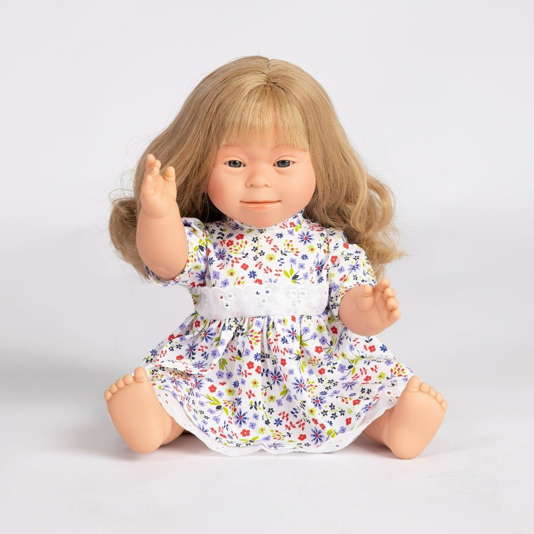 Blonde Baby Doll Girl with Down Syndrome Long Hair | Belonil Dolls | Bee Like Kids