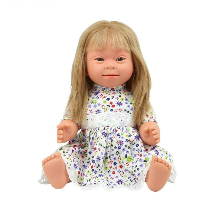 Blonde Baby Doll Girl with Down Syndrome - Long hair | Belonil Dolls | Bee Like Kids