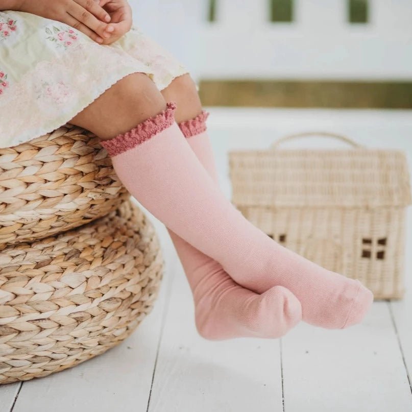 Blush + Mauve Lace Top Knee Highs