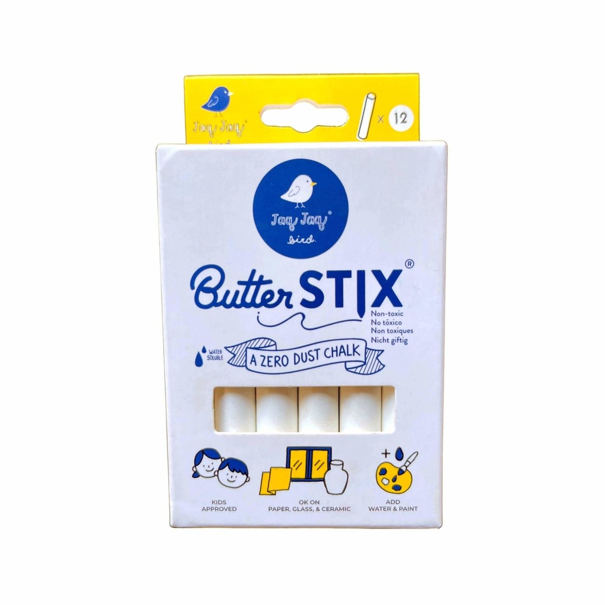 ButterStix - 12 Pack of White | Jaq Jaq Bird | Art Supplies - Bee Like Kids
