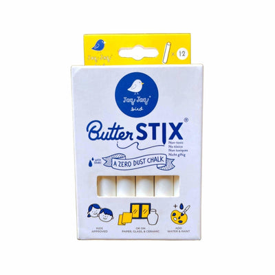 ButterStix - 12 Pack of White | Jaq Jaq Bird | Art Supplies - Bee Like Kids