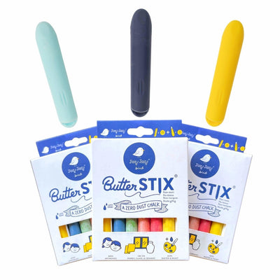 ButterStix Set - 12 Pack with Holder | Jaq Jaq Bird | Art Supplies - Bee Like Kids