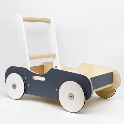 Charcoal Gray Handcrafted Wooden Push Cart
